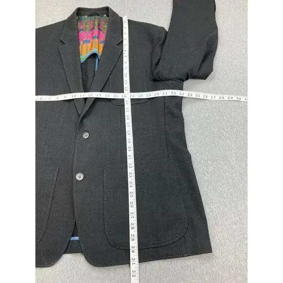 Robert Graham Blazer Men 46R Gray 100% Wool 2-Button Sports Jacket
